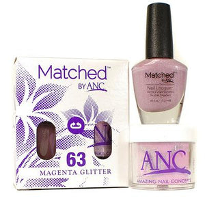 ANC Matched Polish and Powder #63 Magenta Glitter