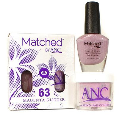 ANC Matched Polish and Powder #63 Magenta Glitter