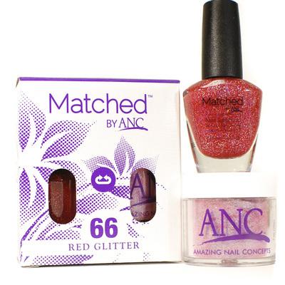ANC Matched Polish and Powder #66 Red Glitter